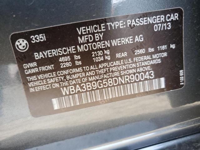 WBA3B9G58DNR90043 - 2013 BMW 335 XI GRAY photo 12