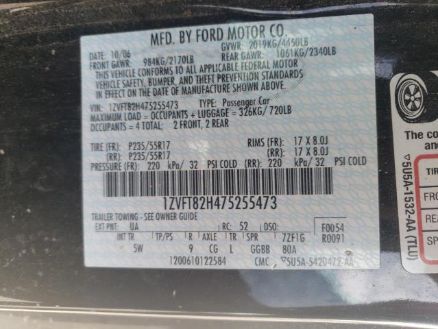1ZVFT82H475255473 - 2007 FORD MUSTANG GT BLACK photo 12
