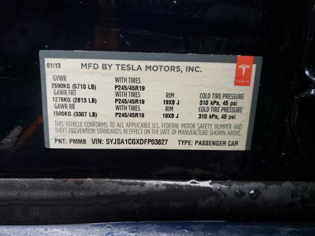 5YJSA1CGXDFP03827 - 2013 TESLA MODEL S BLUE photo 12