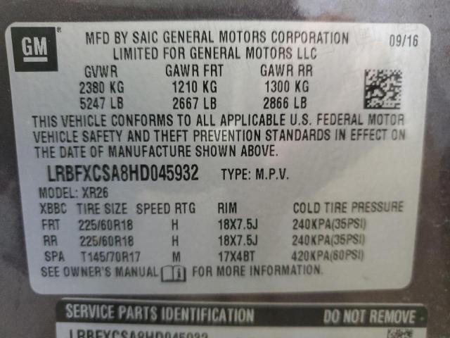 LRBFXCSA8HD045932 - 2017 BUICK ENVISION PREFERRED Bənövşəyi foto 14