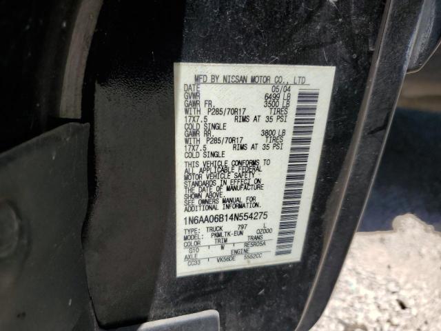 1N6AA06B14N554275 - 2004 NISSAN TITAN XE BLACK photo 12