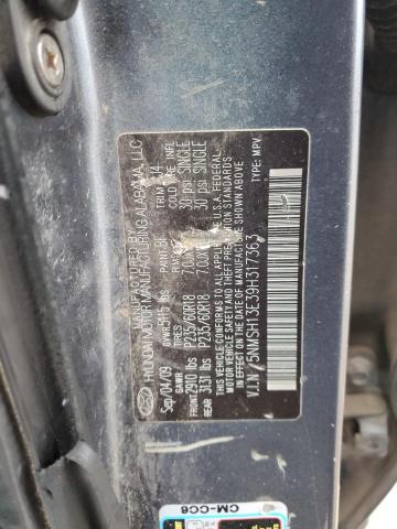 5NMSH13E39H317363 - 2009 HYUNDAI SANTA FE SE GRAY photo 13