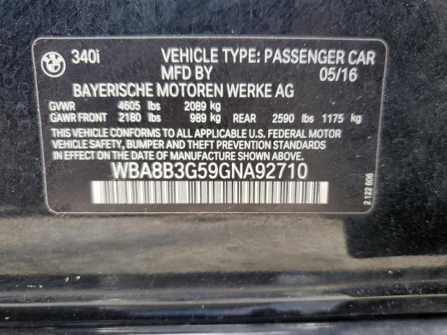 WBA8B3G59GNA92710 - 2016 BMW 340 I Schwarz Foto 12