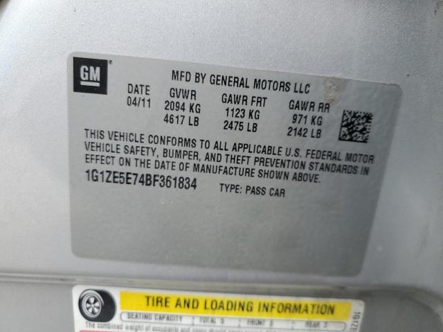 1G1ZE5E74BF361834 - 2011 CHEVROLET MALIBU LTZ ვერცხლისფერი ფოტო 12