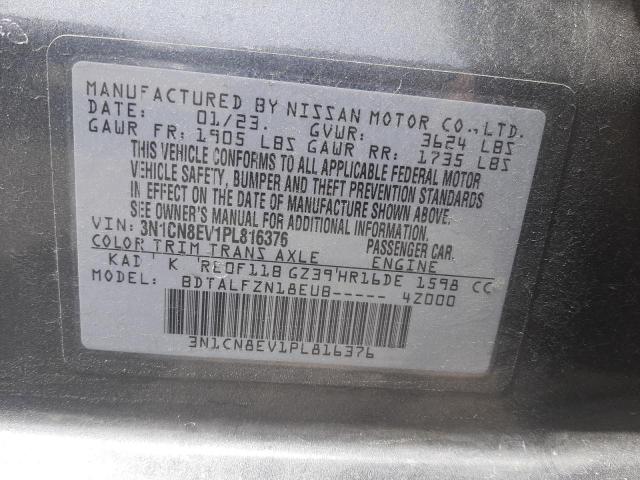 3N1CN8EV1PL816376 - 2023 NISSAN VERSA SV CHARCOAL photo 12