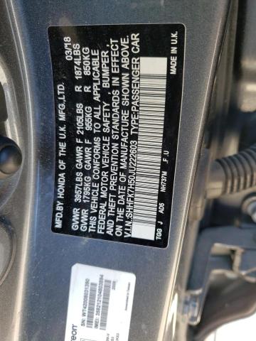 SHHFK7H50JU222603 - 2018 HONDA CIVIC EX GRAY photo 12