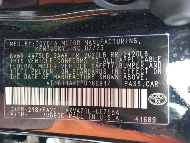 4T1G11AK0PU186817 - 2023 TOYOTA CAMRY SE NIGHT SHADE BLACK photo 12