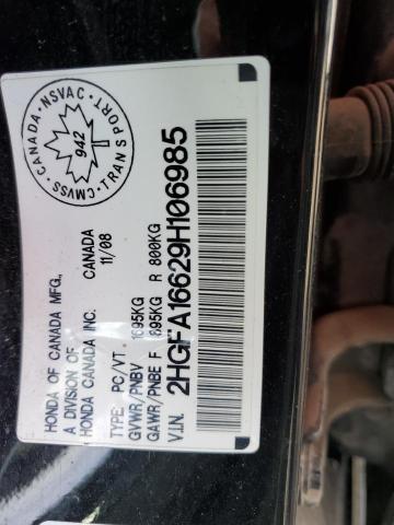 2HGFA16629H106985 - 2009 HONDA CIVIC LX-S Սև լուսանկար 12