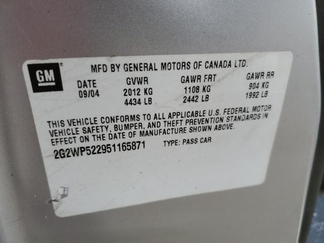 2G2WP522951165871 - 2005 PONTIAC GRAND PRIX 银色 照片 12