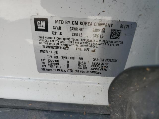 KL4MMBS27MB139224 - 2021 BUICK ENCORE GX PREFERRED WHITE photo 12