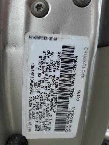 4T1BG22K41U790732 - 2001 TOYOTA CAMRY CE SILVER photo 12