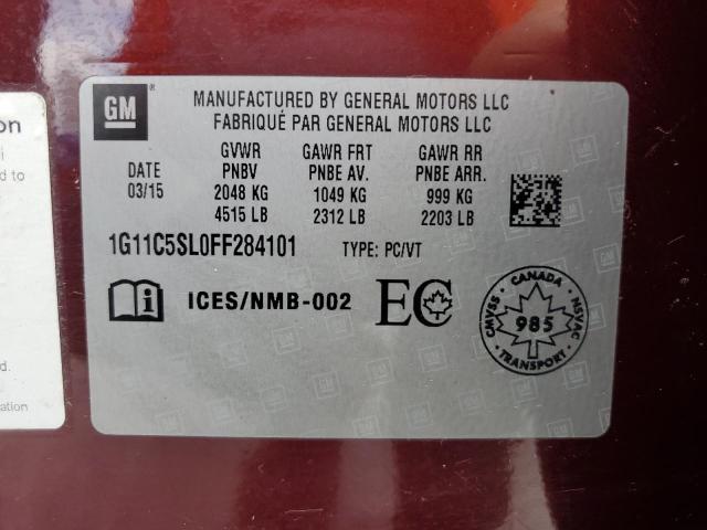 1G11C5SL0FF284101 - 2015 CHEVROLET MALIBU 1LT MAROON photo 12
