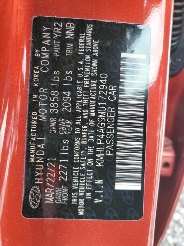 KMHLP4AG9MU172940 - 2021 HYUNDAI ELANTRA LIMITED RED photo 13