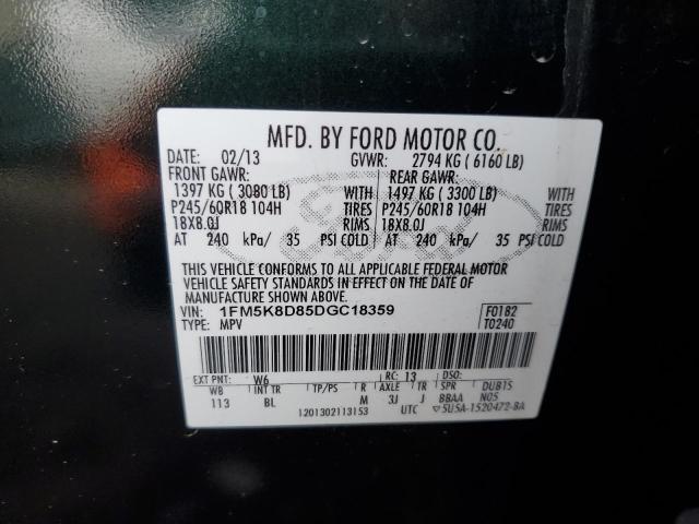 1FM5K8D85DGC18359 - 2013 FORD EXPLORER XLT GREEN photo 13