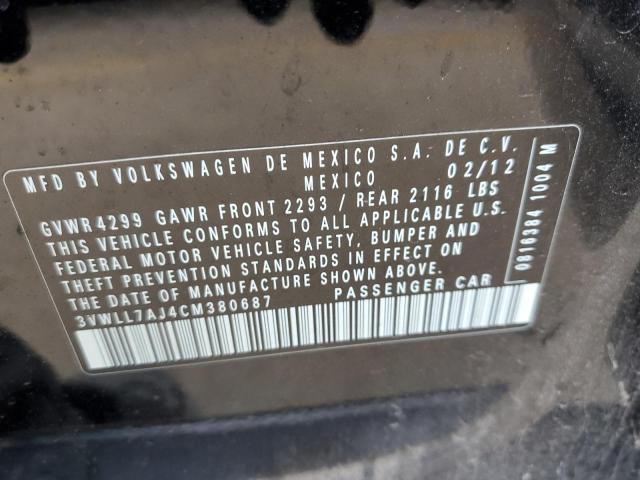 3VWLL7AJ4CM380687 - 2012 VOLKSWAGEN JETTA TDI Սև լուսանկար 12