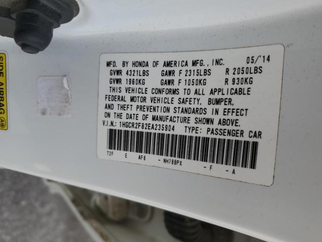 1HGCR2F82EA235904 - 2014 HONDA ACCORD EXL WHITE photo 12