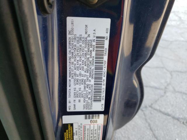 5TEUU42NX6Z295199 - 2006 TOYOTA TACOMA ACCESS CAB ლურჯი ფოტო 12