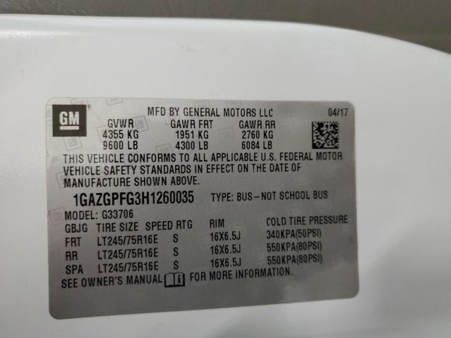 1GAZGPFG3H1260035 - 2017 CHEVROLET EXPRESS G3 LT WHITE photo 14
