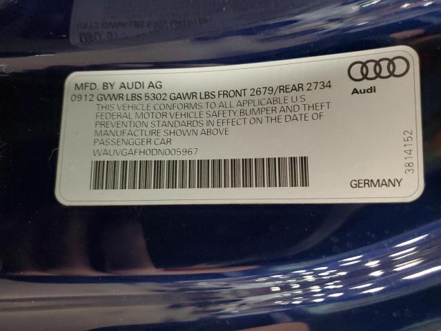 WAUVGAFH0DN005967 - 2013 AUDI S5 PRESTIGE BLUE photo 13