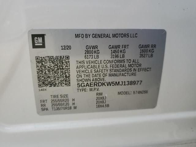 5GAERDKW5MJ138977 - 2021 BUICK ENCLAVE AVENIR WHITE photo 13