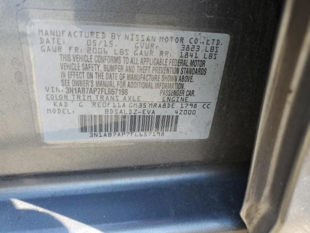 3N1AB7AP7FL657198 - 2015 NISSAN SENTRA S GRAY photo 12