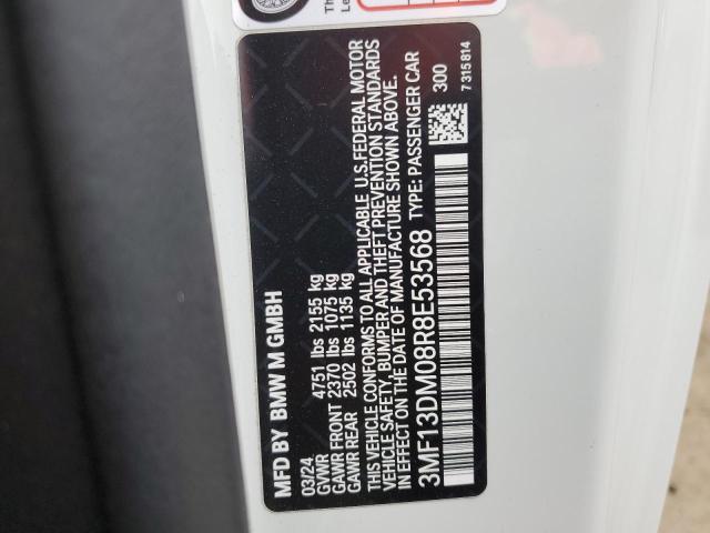 3MF13DM08R8E53568 - 2024 BMW M2 WHITE photo 13