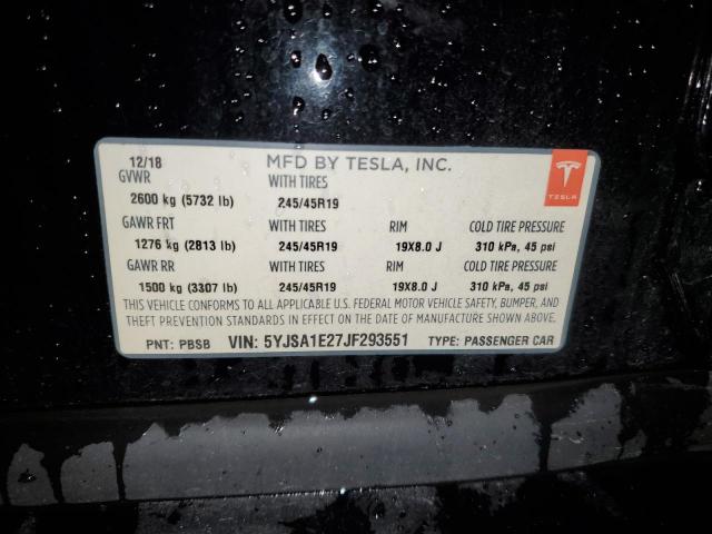 5YJSA1E27JF293551 - 2018 TESLA MODEL S 黑色 照片 12