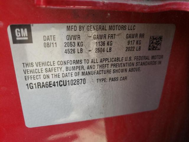 1G1RA6E41CU102870 - 2012 CHEVROLET VOLT RED photo 12