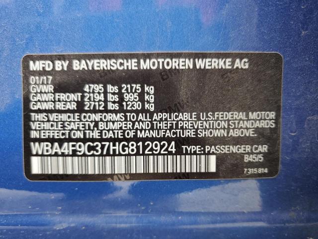 WBA4F9C37HG812924 - 2017 BMW 430XI GRAN COUPE BLUE photo 13