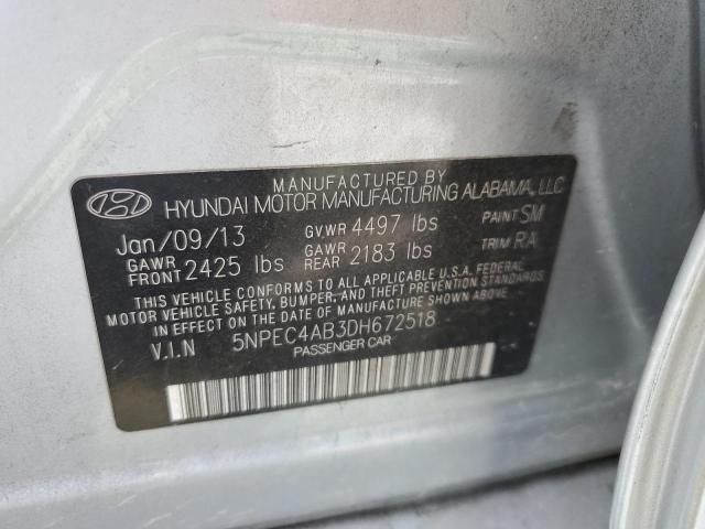 5NPEC4AB3DH672518 - 2013 HYUNDAI SONATA SE SILVER photo 12