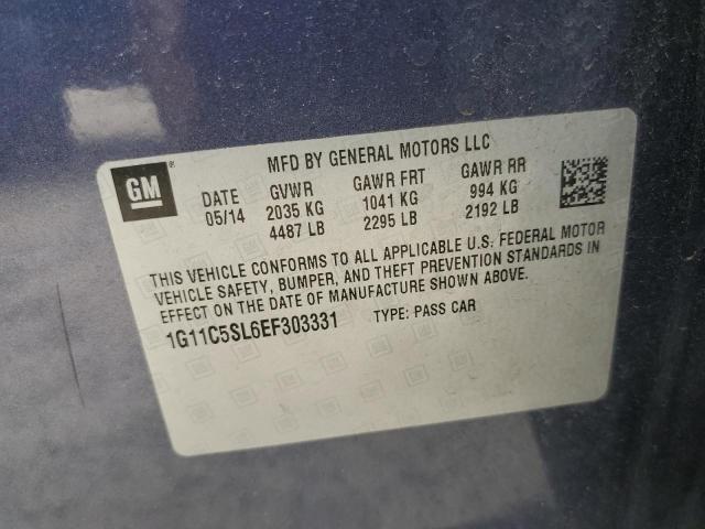 1G11C5SL6EF303331 - 2014 CHEVROLET MALIBU 1LT BLUE photo 12