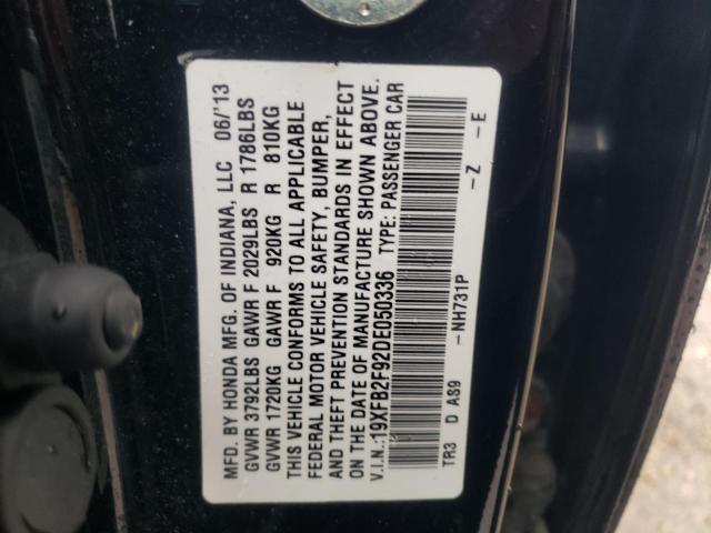 19XFB2F92DE050336 - 2013 HONDA CIVIC EXL შავი ფოტო 13