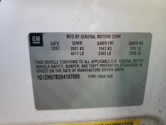 1G1ZH57B284187680 - 2008 CHEVROLET MALIBU 1LT WHITE photo 12