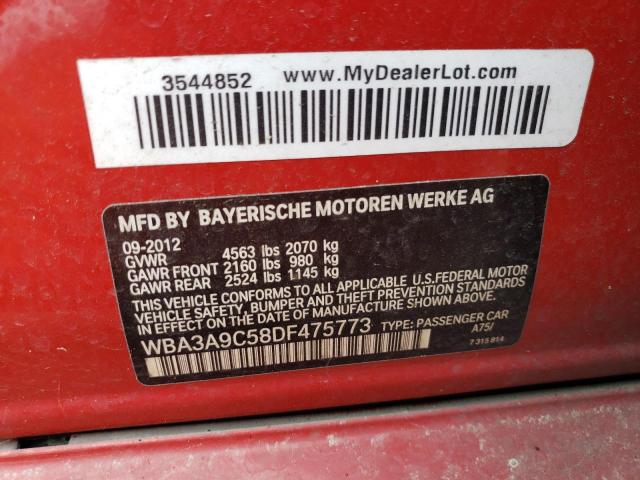 WBA3A9C58DF475773 - 2013 BMW 335 I RED photo 12