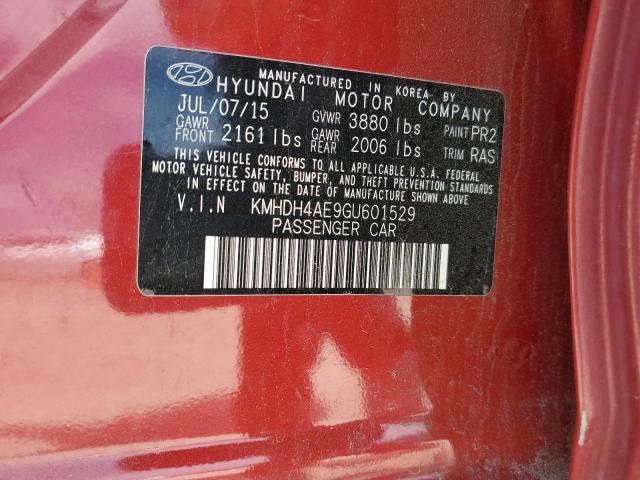 KMHDH4AE9GU601529 - 2016 HYUNDAI ELANTRA SE RED photo 12