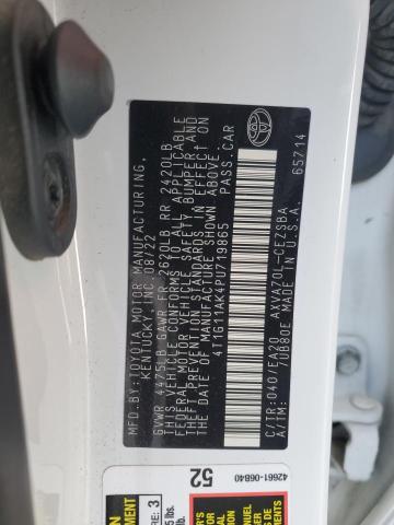 4T1G11AK4PU719865 - 2023 TOYOTA CAMRY SE NIGHT SHADE WHITE photo 12