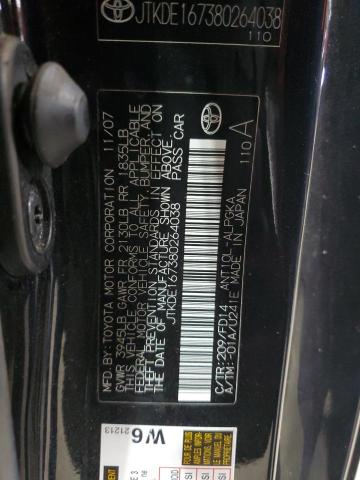 JTKDE167380264038 - 2008 TOYOTA SCION TC შავი ფოტო 12