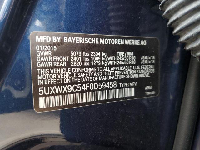 5UXWX9C54F0D59458 - 2015 BMW X3 XDRIVE28I BLUE photo 12
