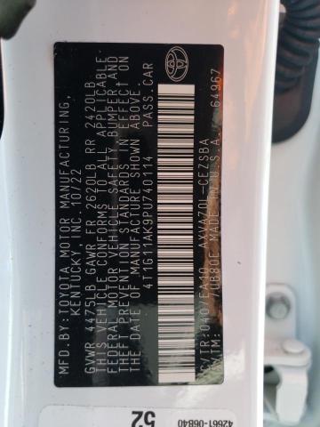 4T1G11AK9PU740114 - 2023 TOYOTA CAMRY SE NIGHT SHADE WHITE photo 13