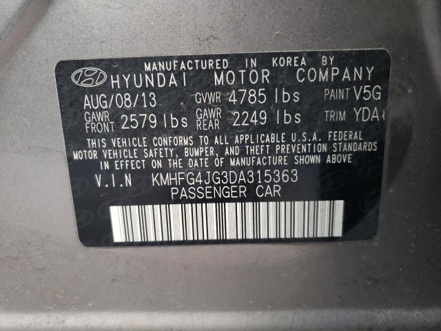 KMHFG4JG3DA315363 - 2013 HYUNDAI AZERA GRAY photo 12