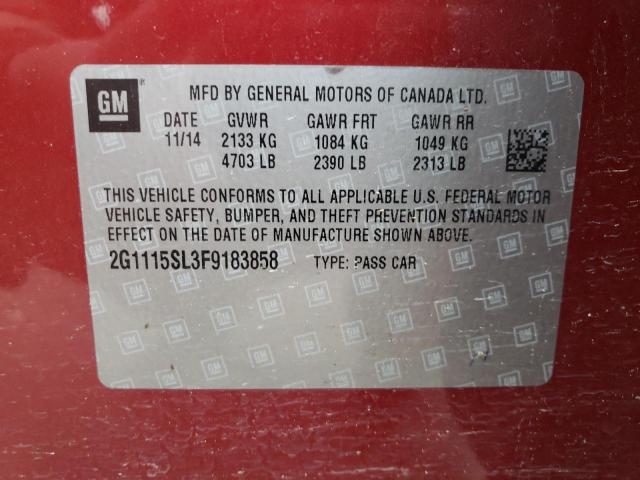 2G1115SL3F9183858 - 2015 CHEVROLET IMPALA LT RED photo 13