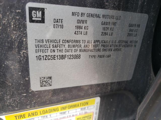 1G1ZC5E13BF123068 - 2011 CHEVROLET MALIBU 1LT ნაცრისფერი ფოტო 10