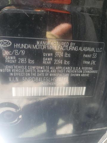 5NPD84LF5LH574747 - 2020 HYUNDAI ELANTRA SEL BLACK photo 12