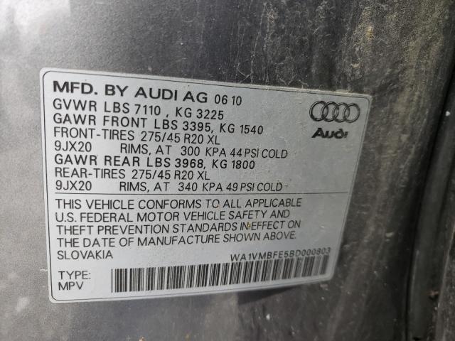 WA1VMBFE5BD000803 - 2011 AUDI Q7 PRESTIGE GRAY photo 13