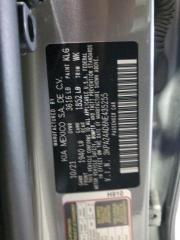 3KPA24AD6NE435255 - 2022 KIA RIO LX GRAY photo 12