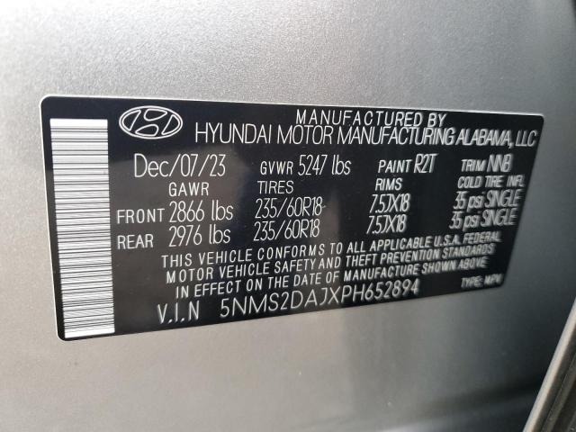 5NMS2DAJXPH652894 - 2023 HYUNDAI SANTA FE SEL SILVER photo 12