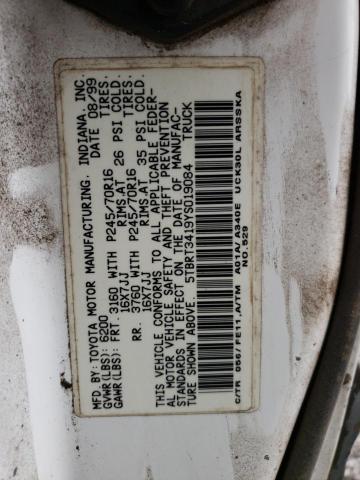 5TBRT3419YS019084 - 2000 TOYOTA TUNDRA ACCESS CAB 白色 照片 13