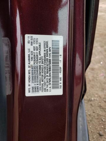 5FNRL5H47BB075088 - 2011 HONDA ODYSSEY EX BURGUNDY photo 13