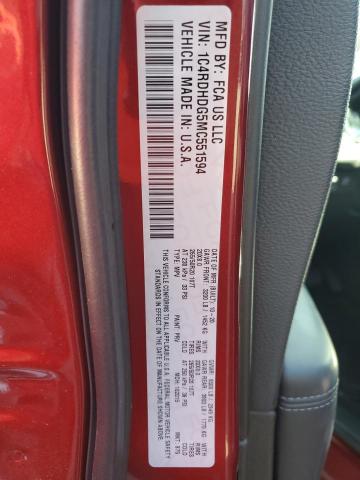 1C4RDHDG5MC551594 - 2021 DODGE DURANGO GT RED photo 14