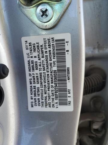 19XFB2E54EE069339 - 2014 HONDA CIVIC LX SILVER photo 12